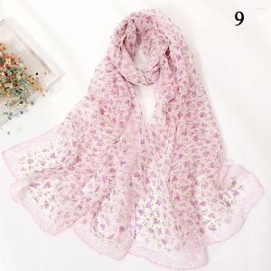 Sjaals Strand Zon Bescherming Chiffon Georgette Sjaal Kleine Bloem Vrouwen Foulard Sjaal Bandana Elegante Dunne Ademende Lange Hijab