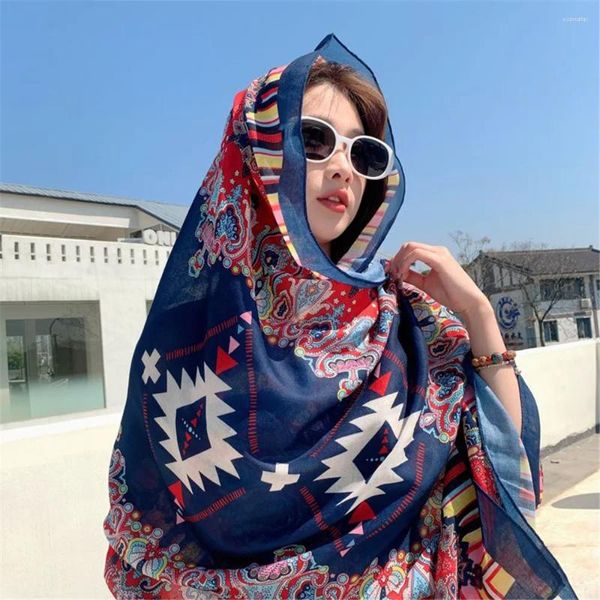 Foulards Serviette de plage Crème solaire Châle Femme Écharpe d'été Prairie Désert Nord-Ouest Soie Voyage à Xizang Xinjiang