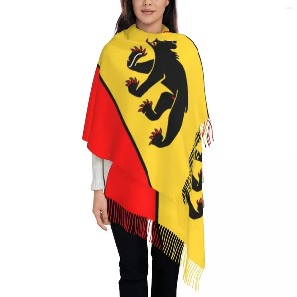 Bufandas Bern Bear Bandera suiza Borla Bufanda Mujeres Suave Suiza Escudo de armas Chales Wraps Mujer Invierno