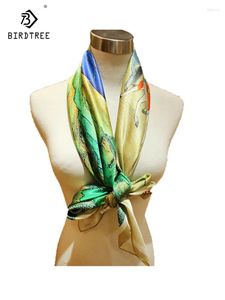 Bufandas Birdtree Real Silk Buff Retro Styling Estampado Regalo para mujeres Elegante Cabálido 2024 Spring Fashion Satin Shawl A41527QC