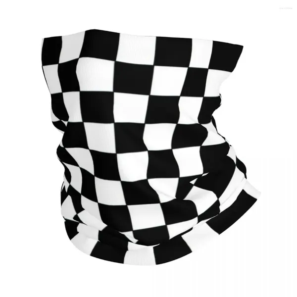 Foulards Noir et Blanc Damier Bandana Cou Gaiter Motocross Wrap Écharpe Multi-usage Cyclisme Course Unisexe Adulte Lavable