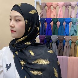 Sjaals Black Hijab 2023 Shinny Gold Glitter sjaal lange zachte wrap sjaal voor moslimvrouwen hoofd hijabs sjaals