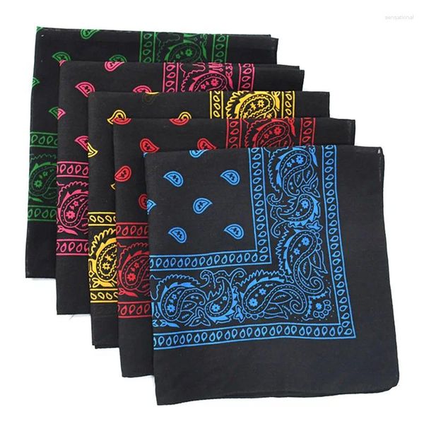 Bufandas Negro Hip Hop Bandana Pañuelo Unisex Banda para el cabello Bufanda para el cuello Paisley Headwear Muñeca Hairwrap Pañuelo con estampado cuadrado