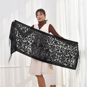 Foulards noir musulman Hijab châles femmes Style européen paillettes velours écharpes pour dames hiver écharpe mariage enveloppes Pashmina