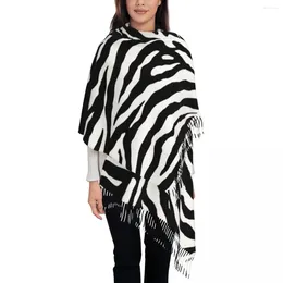 Sjaals Zwart Wit Zebra Print Sjaal Wrap Voor Vrouwen Warme Grote Lange Sjaal Dier Geometrie Strepen Whirlpool Pashmina Kwastje
