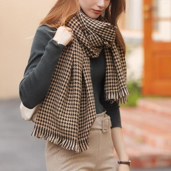 Foulards couverture écharpes pour femmes automne hiver coloré Plaid châle épaississement chaud frange écharpe Foulard Foulard doux Bufanda