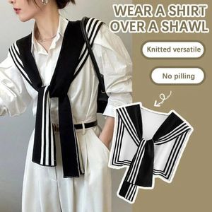 Sjaals blouse schouders nep kraag gebreide sjaal cape vaste kleur zonnebrandcrème kleding decor zwart witte streep sjaal