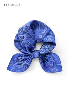 Sjaals blauwe cashew bloem geprinte natuurlijke zijden sjaal kleine vierkante vrouwelijke lente herfst paisley hijab voor mannen volwassenen geschenken