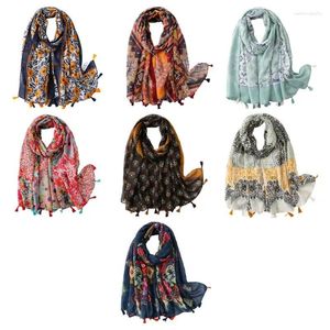 Foulards Bohème Vintage Coloré Grande Écharpe Géométrique Paisley Imprimé Floral Plage Crème Solaire Fringe Gland Surdimensionné Châle Wrap