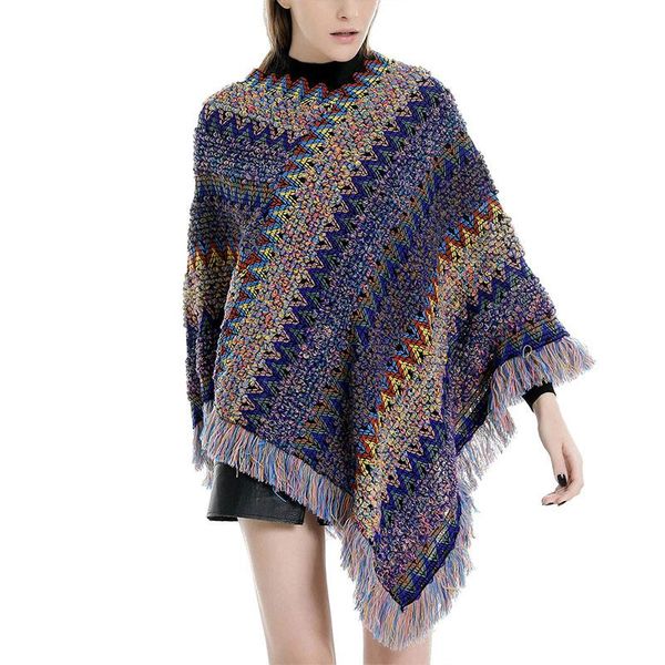 Foulards Boho Frangé Poncho Cape Châles Wraps Femmes Manteau Élégant Tops Pour Printemps Hiver Automne TC21