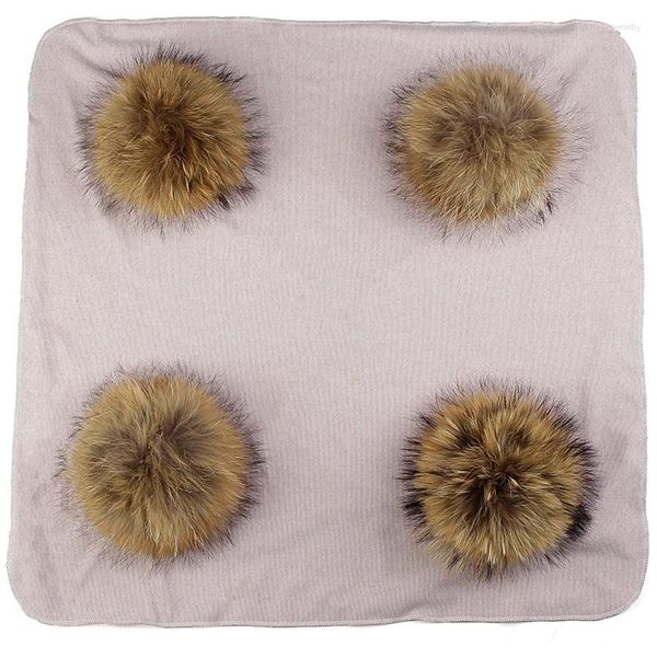 Bufandas Nacidas Niños Bebé Cálido Algodón Swaddling Manta Viaje Durmiendo con 20 cm Big Real Fur Pompom Ropa de cama Swaddles Wrap