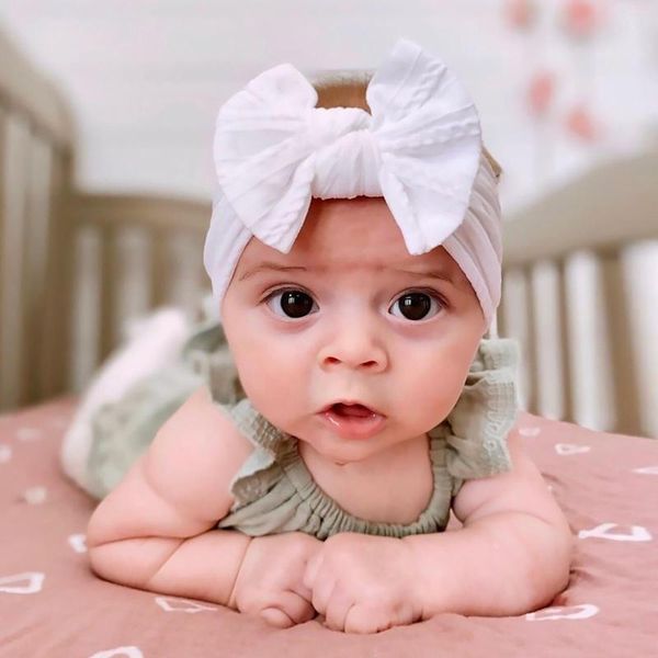 Bufandas Born Large Bow Headwrap Tocado para niños Banda para el cabello Diadema elástica Bebé Niñas Accesorios infantiles Turbante Pareo