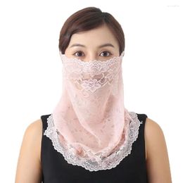 Bufandas de senderismo transpirable Sol Protección de uv Cycling Hanging Ear for Women Sunscreen Sports Lace Mask Buff Buff Cover Cover