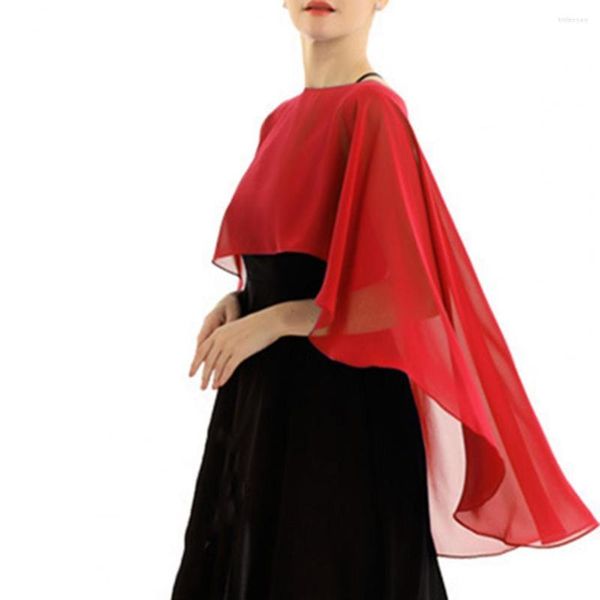 Bufandas vestido de dama de honor chal de gasa de moda para mujer elegante dobladillo Irregular cuello redondo Sling vestido fino pulóver para elegante