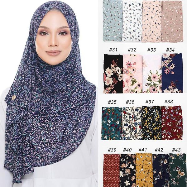 Foulards Bubble Mousseline de soie Hijab Écharpe Design Châles à fleurs Foulard musulman Wraps Turbans Bandeau Long 43 COULEURS