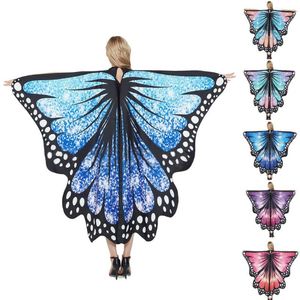 Bufandas mariposas ala cielo estrellado estampado encaje hasta accesorios de Cosplay suave disfraz de Halloween fiesta adultos chal para vacaciones