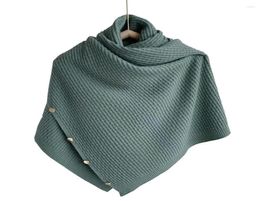 Foulards bouton solides hiver femmes poncho cappa écharpe rectangle tricoté de châle pashmina wraps hausse les épaules bufandas sjaal sciarpa donna in1836659