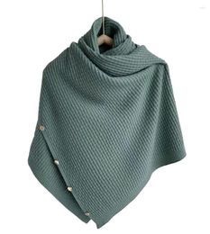 Foulards Bouton Solide Hiver Femmes Poncho Cappa Écharpe Rectangle Tricoté Pashmina Châle Wraps Shrugs Bufandas Sjaal Sciarpa Donna In8777810