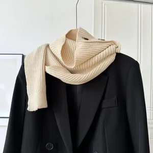 Écharpes boutonnées écharpe hiver chaud châle tricoté avec fermeture à lacets garde-cou de couleur unie pour un look élégant et confortable