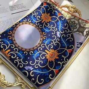 Foulards BYSIFA | Bleu Luxe Femmes Foulard en soie Châle Foulard Mode Real Wraps Automne Hiver Marque Square 110