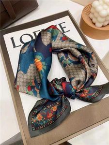 Des foulards bysifa |Écharpe de soie bleu gris Design floral de mode 70 cm carré d'automne hiver hijab bande doux 65 65cm