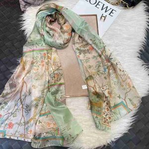 BYSIFA Foulard en Soie Vert Clair Dames Mode Printemps Été Floral Plage Foulards Châles Automne Hiver Longues Foulards Wraps 180 * 110 cm Q240228