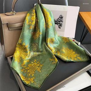 Des foulards bysifa | Spring Green Mulberry Silk Scarf Foulard Ladies Fashion Elegant Accessories Hiver Floral
