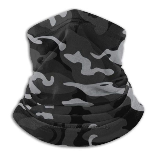 Bufandas Camo Style - Calentador de cuello de microfibra de camuflaje urbano Bandana Bufanda Mascarilla Negro Gris