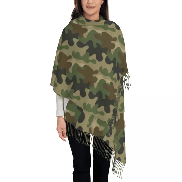 Foulards Camouflage militaire châle enveloppes femmes hiver chaud longue écharpe douce Camo forêt arbre Pashmina gland