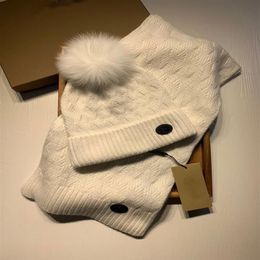 Sjaals doppen set goedkope breien wollen hoeden sjaal nieuw ontwerp gebreide winterhoeden warme wollen cap sjaal set met de vos haar bulb241d