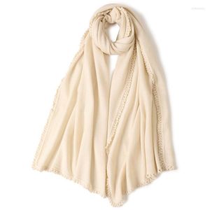 Écharpes Cachemire Écharpe Ligne Crochet Frangé Châle Tricoté Pour Femme Bord Brut Beige Haut De Gamme Printemps Automne 2023