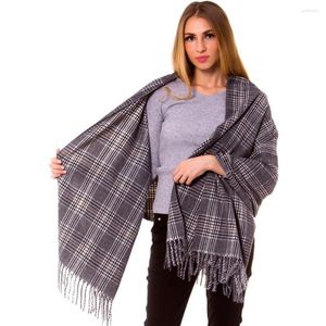 Sjaals Kasjmier Zijde Check Plaid Sjaal Wrap Langwerpige Sjaal Warm Mode Lange Dikke Hijab Topkwaliteit Tartan Deken Herfst Winter Grijs