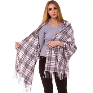 Sjaals Kasjmier Zijde Check Plaid Sjaal Wrap Langwerpige Sjaal Warm Mode Lange Dikke Hijab Top Kwaliteit Tartan Deken Herfst Winter roze