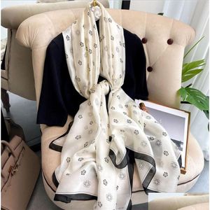 Foulards Ccity Foulard Soie Luxe Été Fleur Imprimer Serviette De Plage Pashmina Pour Femmes Esigners Sunsn Mince Gaze Longue Châle Wrap Drop Deli Otvsx