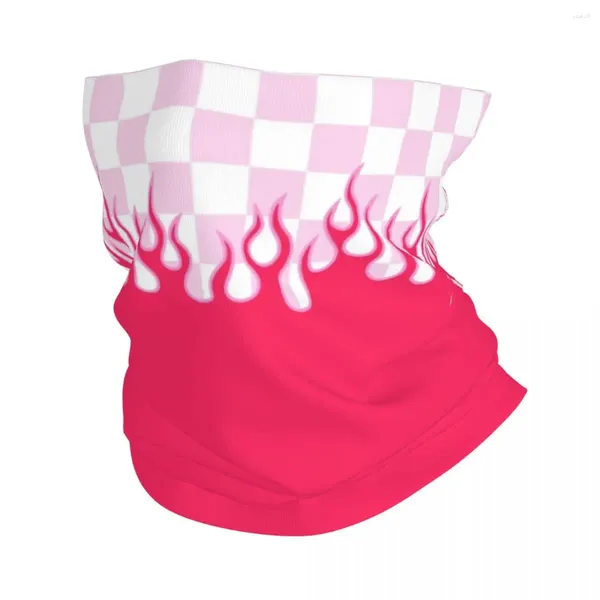 Écharpes Vérifiez Rose Hip Hop Y2K Bandana Cou Couverture Imprimé Flammes Masque Écharpe Multi-usage Balaclava En Plein Air Pour Hommes Femmes Adulte Coupe-Vent