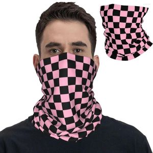 Écharpes à carreaux à carreaux roses et noirs Bandana Couvre de cou de bandana imprimé Masque Écharpe Cadhear multi-us