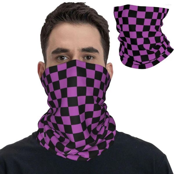 Écharpes à carreaux Purple et Bandana Neck Cover Imprimé BALACLAVAS FACE Écharpe multifonctionnelle pour hommes Femmes Adult Lavable