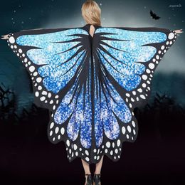 Bufandas elegantes no retráctiles mariposas ala cielo estrellado estampado Halloween disfraz fiesta adultos chal suministros de vestir