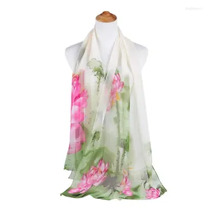 Sjaals Chiffon Bloemen Ontwerp Print Zijden Sjaal Vrouwen Sjaal Hoofddoek Bandage Hijaabs Moslim Elegante Wrap 50 160 cm