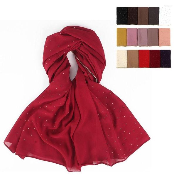 Foulards Foulard en mousseline de soie 70 180CM Bandana en satin Casquettes de chimio islamiques pour femmes