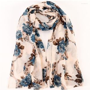 Sjaals Chinese Stijl Inkt Schilderij Bloesem Spiraal Babushka Vinge Rosa Chinensis Bloemen Gedrukt Sjaal Retro Bloemen Hoofd Wrap Sjaal YR118