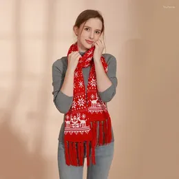 Écharpes de Noël Cartoon Renne Flocon de neige Rouge / Noir Écharpe chaude Homme et femme