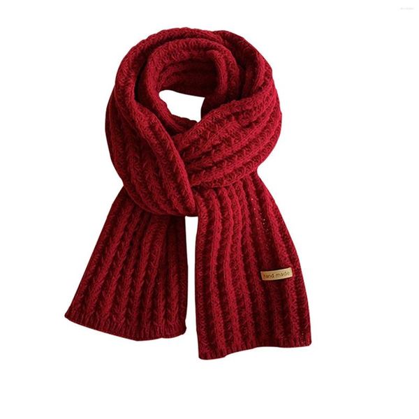 Bufandas Navidad bufanda roja para las mujeres 2023 invierno cálido tejido chal cuello cuello pañuelo suave envolturas Echarpe Navidad