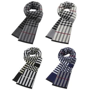 Écharpes Classique Plaid Hommes Écharpes Hiver Chaud Cachemire Doux Écharpe Pour Affaires Occasionnelles Foulard Noir Gris Soie 30180 cm 230927