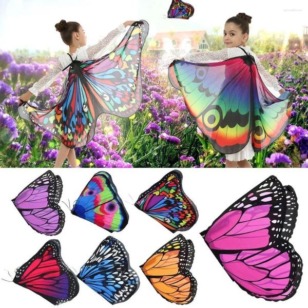 Bufandas Coloridas alas de mariposa Mantón Capa para niños Bufanda Favor de fiesta Damas Cabo Festival Vestido rave Disfraces de Halloween Accesorio de ropa