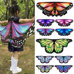 Bufandas coloridas niños alas de mariposa capa niñas hada chal duendecillo capa vestido elegante disfraz regalo disfraces accesorio