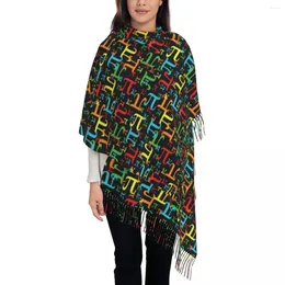 Sjaals Kleurrijke Math Sjaal Unisex Neon Stukken Pi Hoofd Met Lange Kwast Herfst Retro Sjaals En Wrap Warm Zacht Aangepaste Bufanda