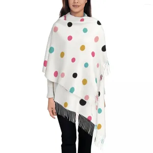 Foulards colorés à pois abstrait multicolore châle enveloppes pour femmes hiver chaud grande écharpe douce Pashmina gland