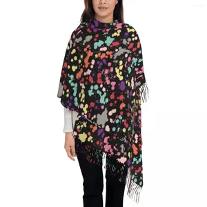 Foulards Couleurs Écharpe Écharpe Femmes Dots Peinture Chapeaux Avec Gland Automne Luxe 2024 Châle Wraps Chaud Doux Foulard Personnalisé