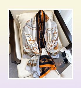 Sjaals katoenen sjaal voor vrouwen winter warme viscose oranje polka dot print ontwerper mode pashmina sjaals sjaals 7170272